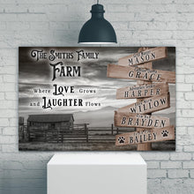 Load image into Gallery viewer, Where Love Grows And Laughter Flows Family Farm Names Sign