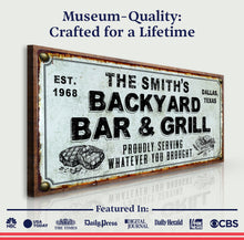 Load image into Gallery viewer, Backyard Bar &amp; Grill Sign XXIV
