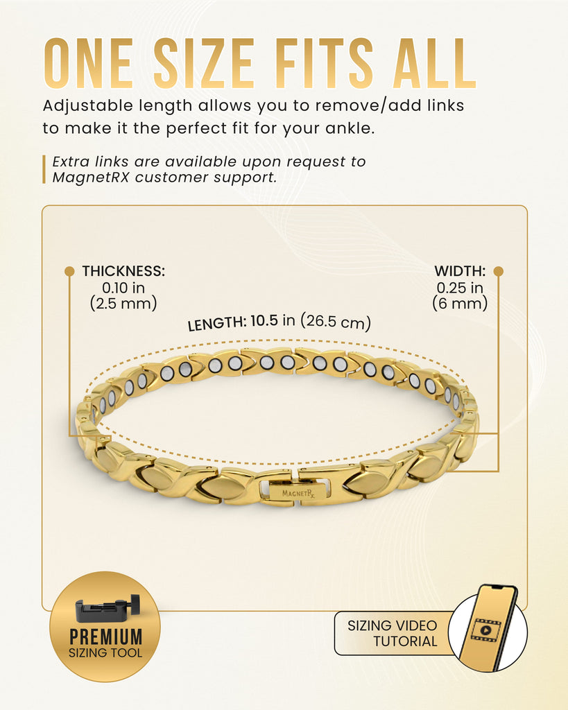 Ultra Strength Titanium Magnetic Therapy Anklet for Women (Gold)