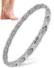 Load image into Gallery viewer, Ultra Strength Titanium Magnetic Therapy Anklet for Women (Silver)