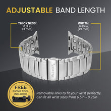 Load image into Gallery viewer, Magnetic Therapy Apple Watch Band Silver Stainless Steel