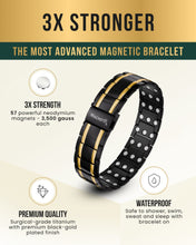 Load image into Gallery viewer, 3x Strength Titanium Magnetic Bracelet for Men (Black &amp; Gold)