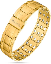Load image into Gallery viewer, 3x Strength Titanium Magnetic Bracelet for Men (Gold)