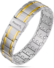 Load image into Gallery viewer, 3x Strength Titanium Magnetic Bracelet for Men (Silver &amp; Gold)
