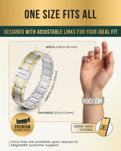 Load image into Gallery viewer, 3x Strength Titanium Magnetic Bracelet for Men (Silver &amp; Gold)
