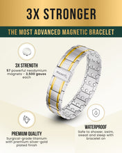 Load image into Gallery viewer, 3x Strength Titanium Magnetic Bracelet for Men (Silver &amp; Gold)