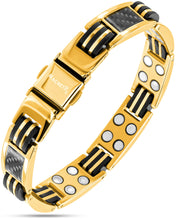 Load image into Gallery viewer, Carbon Fiber Magnetic Bracelet for Men (Gold)