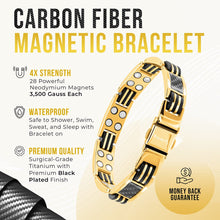 Load image into Gallery viewer, Carbon Fiber Magnetic Bracelet for Men (Gold)
