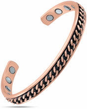 Load image into Gallery viewer, Curb Chain Inlay Copper Cuff Magnetic Therapy Bracelet for Men &amp; Women