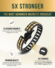 Load image into Gallery viewer, EllipseMAX Magnetic Bracelet for Men (Black &amp; Gold)