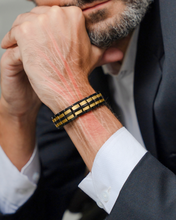 Load image into Gallery viewer, EllipseMAX Magnetic Bracelet for Men (Black &amp; Gold)