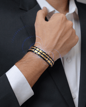 Load image into Gallery viewer, EllipseMAX Magnetic Bracelet for Men (Black &amp; Gold)