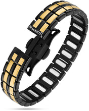Load image into Gallery viewer, EllipseMAX Magnetic Bracelet for Men (Black &amp; Gold)