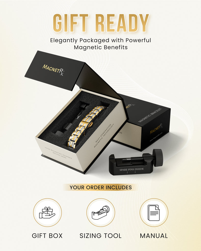 EllipseMAX Magnetic Bracelet for Men (Silver & Gold)