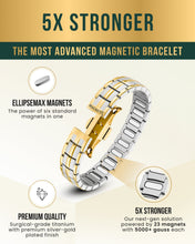 Load image into Gallery viewer, EllipseMAX Magnetic Bracelet for Men (Silver &amp; Gold)