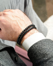 Load image into Gallery viewer, High Power Hematite Bead &amp; Leather Magnetic Bracelet