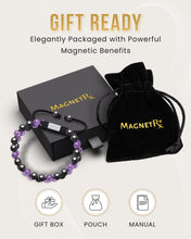 Load image into Gallery viewer, Magnetic Hematite &amp; Amethyst Beaded Bracelet for Women