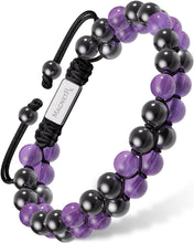 Load image into Gallery viewer, Magnetic Hematite &amp; Amethyst Beaded Bracelet for Women
