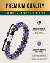Load image into Gallery viewer, Magnetic Hematite &amp; Amethyst Beaded Bracelet for Women
