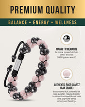 Load image into Gallery viewer, Magnetic Hematite &amp; Rose Quartz Beaded Bracelet for Women