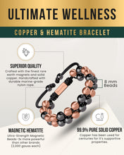Load image into Gallery viewer, MAX Strength Magnetic Hematite &amp; Copper Bracelet (Double Row)