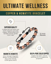 Load image into Gallery viewer, MAX Strength Magnetic Hematite &amp; Copper Bracelet (Single Row)