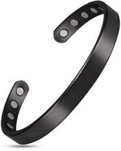 Load image into Gallery viewer, Men’s Magnetic Bracelet Cuff (Brushed Black)