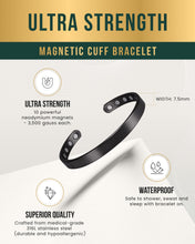 Load image into Gallery viewer, Men’s Magnetic Bracelet Cuff (Brushed Black)