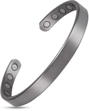 Load image into Gallery viewer, Men’s Magnetic Bracelet Cuff (Brushed Silver)