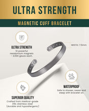 Load image into Gallery viewer, Men’s Magnetic Bracelet Cuff (Brushed Silver)