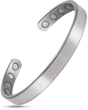 Load image into Gallery viewer, Men’s Magnetic Bracelet Cuff (Polished Silver)