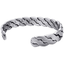 Load image into Gallery viewer, Rugged Twist Magnetic Therapy Bracelet Silver Bangle