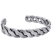 Load image into Gallery viewer, Rugged Twist Magnetic Therapy Bracelet Silver Bangle