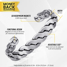 Load image into Gallery viewer, Rugged Twist Magnetic Therapy Bracelet Silver Bangle