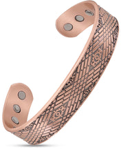 Load image into Gallery viewer, Stamped Celtic Mist Magnetic Copper Bracelet Cuff for Men