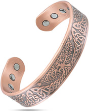 Load image into Gallery viewer, Stamped Irish Tree Magnetic Copper Bracelet Cuff for Men