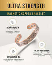 Load image into Gallery viewer, Stamped Irish Tree Magnetic Copper Bracelet Cuff for Men