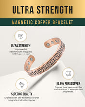Load image into Gallery viewer, Stamped Native Magnetic Copper Bracelet Cuff for Men