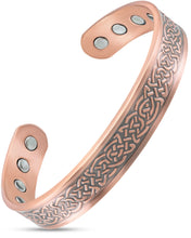 Load image into Gallery viewer, Stamped Shielded Knot Magnetic Copper Bracelet Cuff for Men