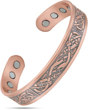 Load image into Gallery viewer, Stamped Viking Magnetic Copper Bracelet Cuff for Men