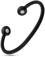 Load image into Gallery viewer, Twisted Cable Magnetic Bracelet Cuff (Black)