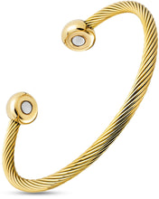 Load image into Gallery viewer, Twisted Cable Magnetic Bracelet Cuff (Gold)