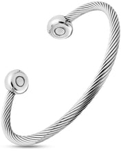 Load image into Gallery viewer, Twisted Cable Magnetic Bracelet Cuff (Silver)