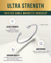 Load image into Gallery viewer, Twisted Cable Magnetic Bracelet Cuff (Silver)