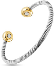 Load image into Gallery viewer, Twisted Cable Magnetic Bracelet Cuff (Silver &amp; Gold)