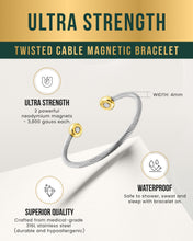 Load image into Gallery viewer, Twisted Cable Magnetic Bracelet Cuff (Silver &amp; Gold)