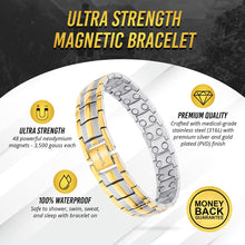 Load image into Gallery viewer, Ultra Strength Magnetic Therapy Bracelet Silver &amp; Gold Classic