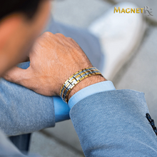 Load image into Gallery viewer, Ultra Strength Magnetic Therapy Bracelet Silver &amp; Gold Classic