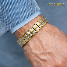 Load image into Gallery viewer, Ultra Strength Magnetic Therapy Bracelet Silver &amp; Gold Classic