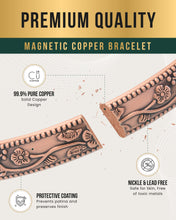 Load image into Gallery viewer, Women’s Floral Style Copper Magnetic Therapy Bracelet Bangle